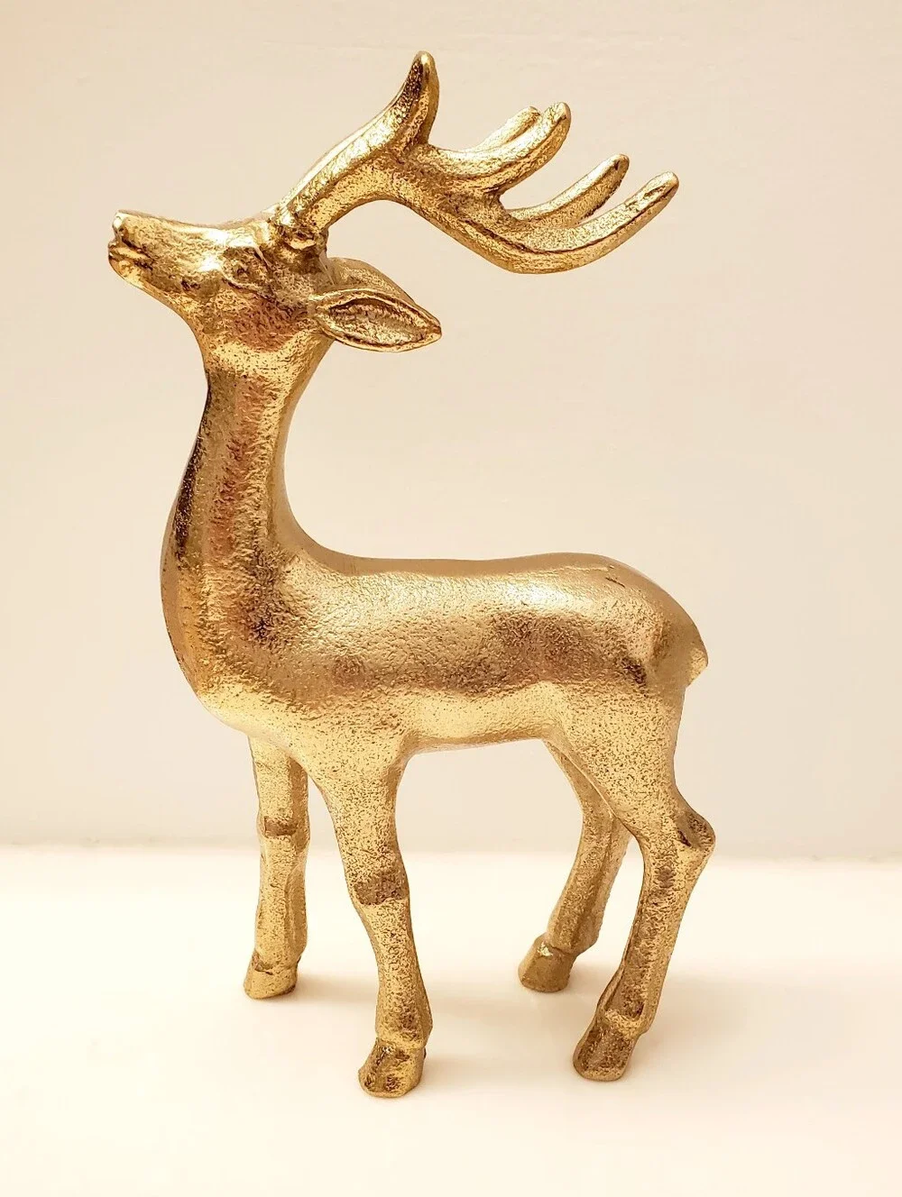 Brass Reindeer Holiday Decor Statue Elegant Accent 8.5 Inches Christmas In July